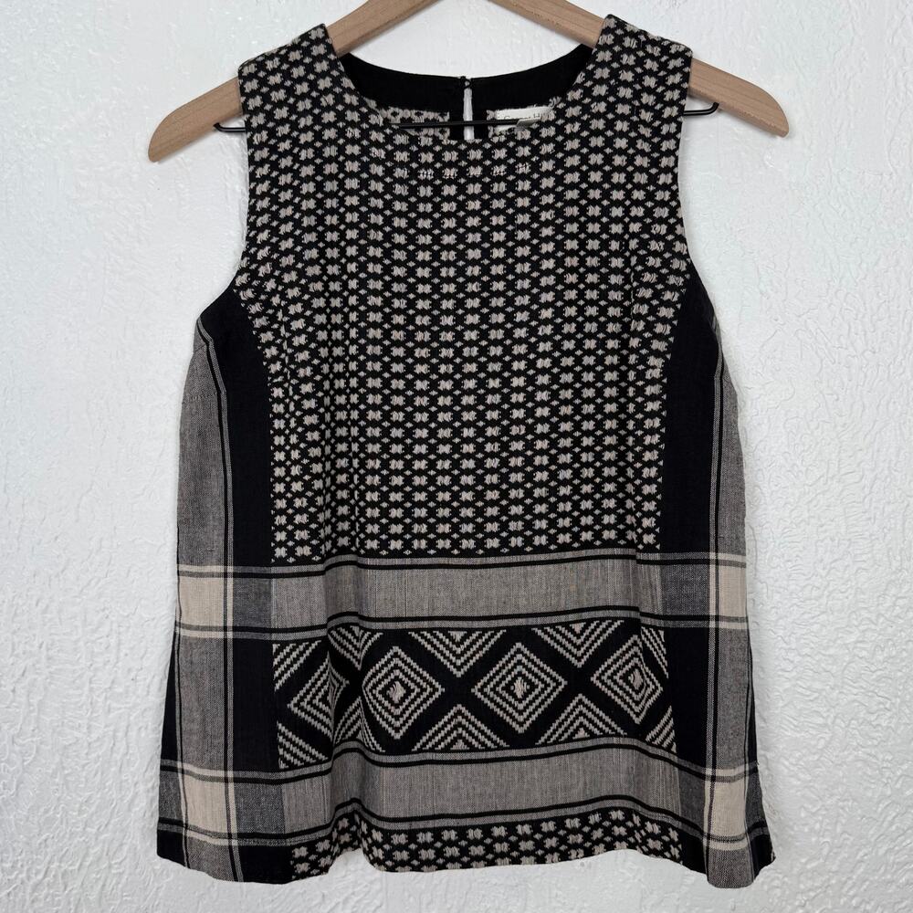 Garnet Hill Embroidered Cotton Sleeveless Top Geometric Boho Size XS NWOT